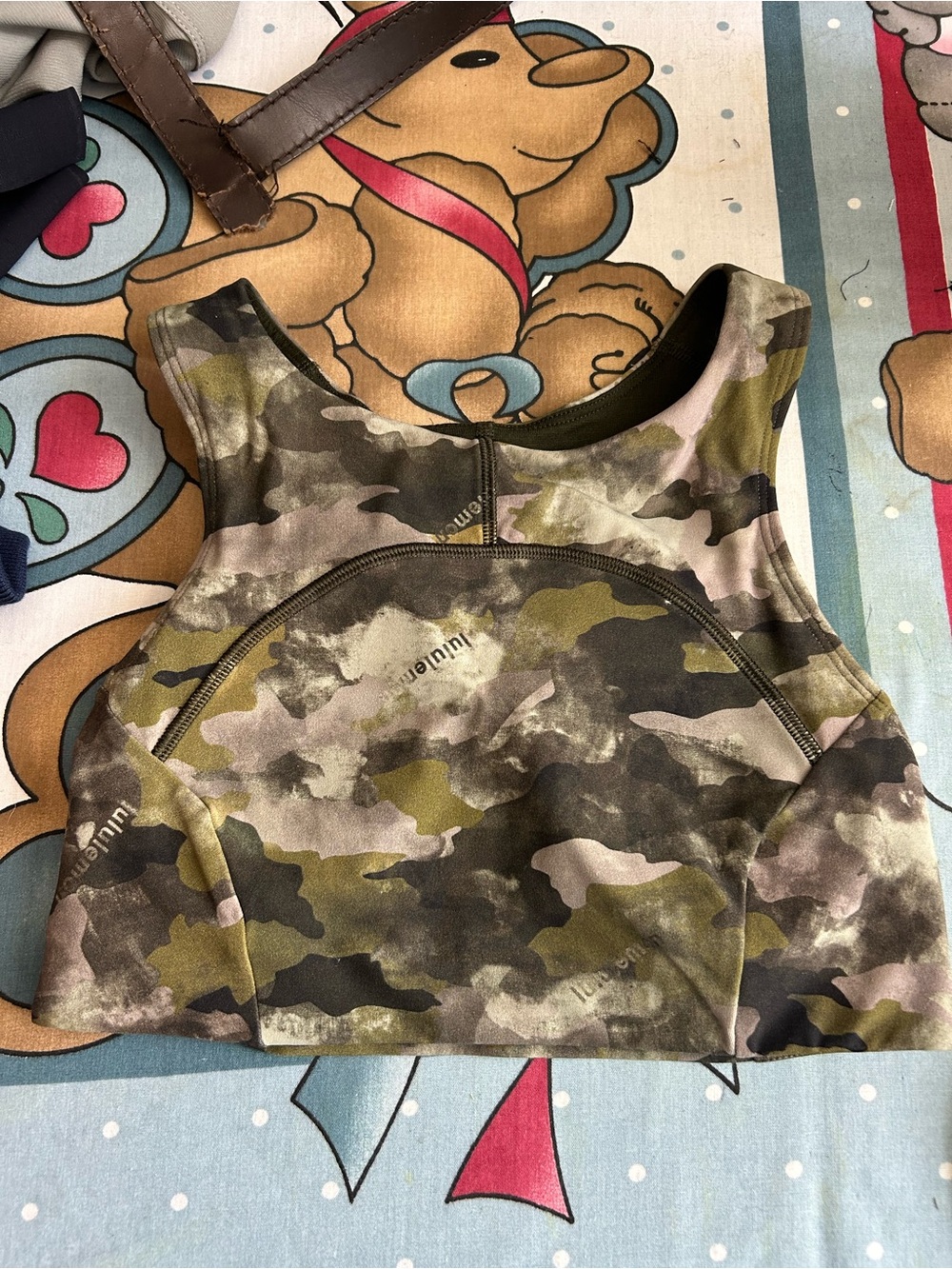 lululemon athletica Olive and Khaki Camo Athletic Top